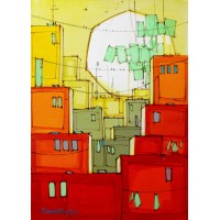 Salman Farooqi, 14 x 20 Inchc, Acrylic on Canvas, Cityscape Painting-AC-SF-095